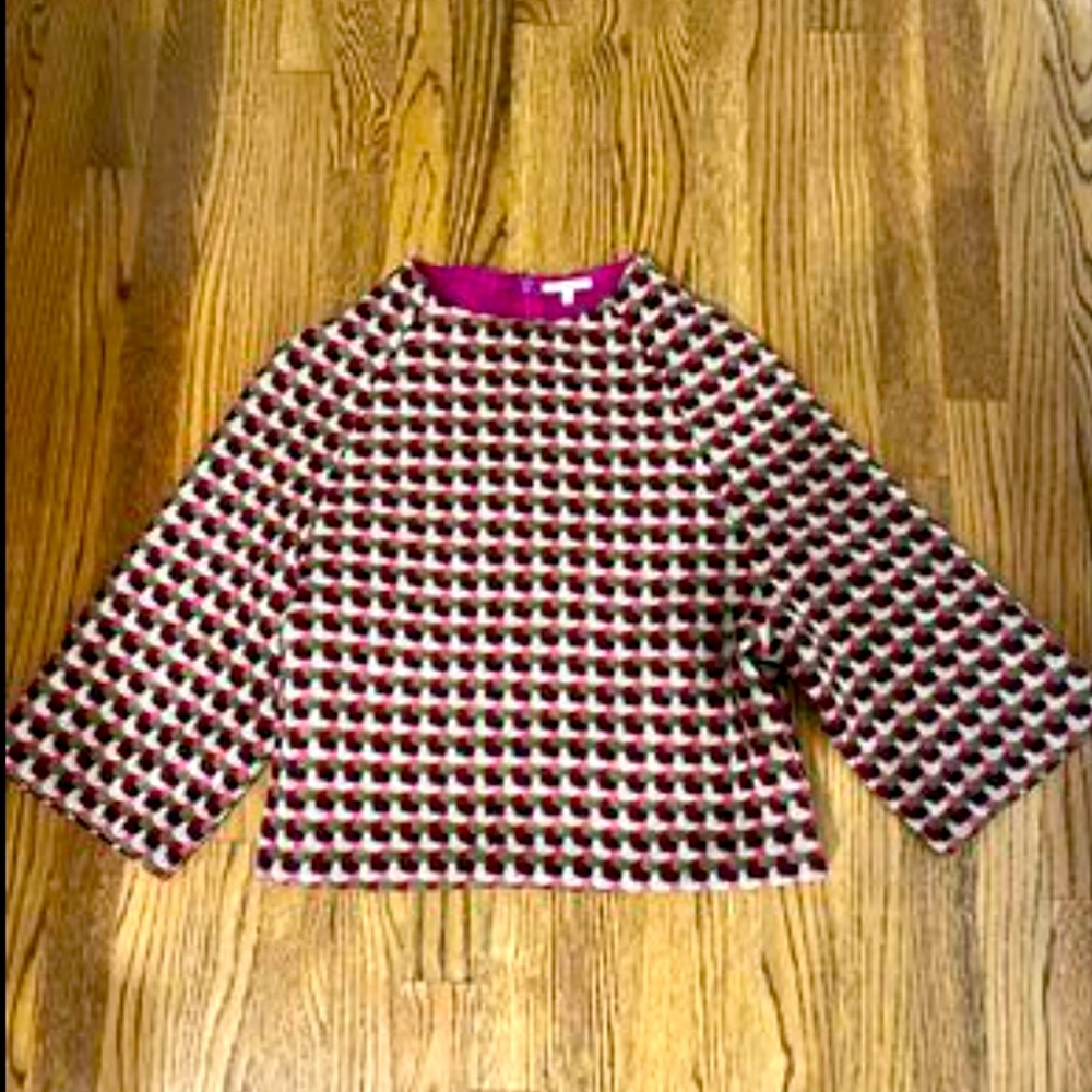 France’s Valentine basket weave funnel neck wool top size M